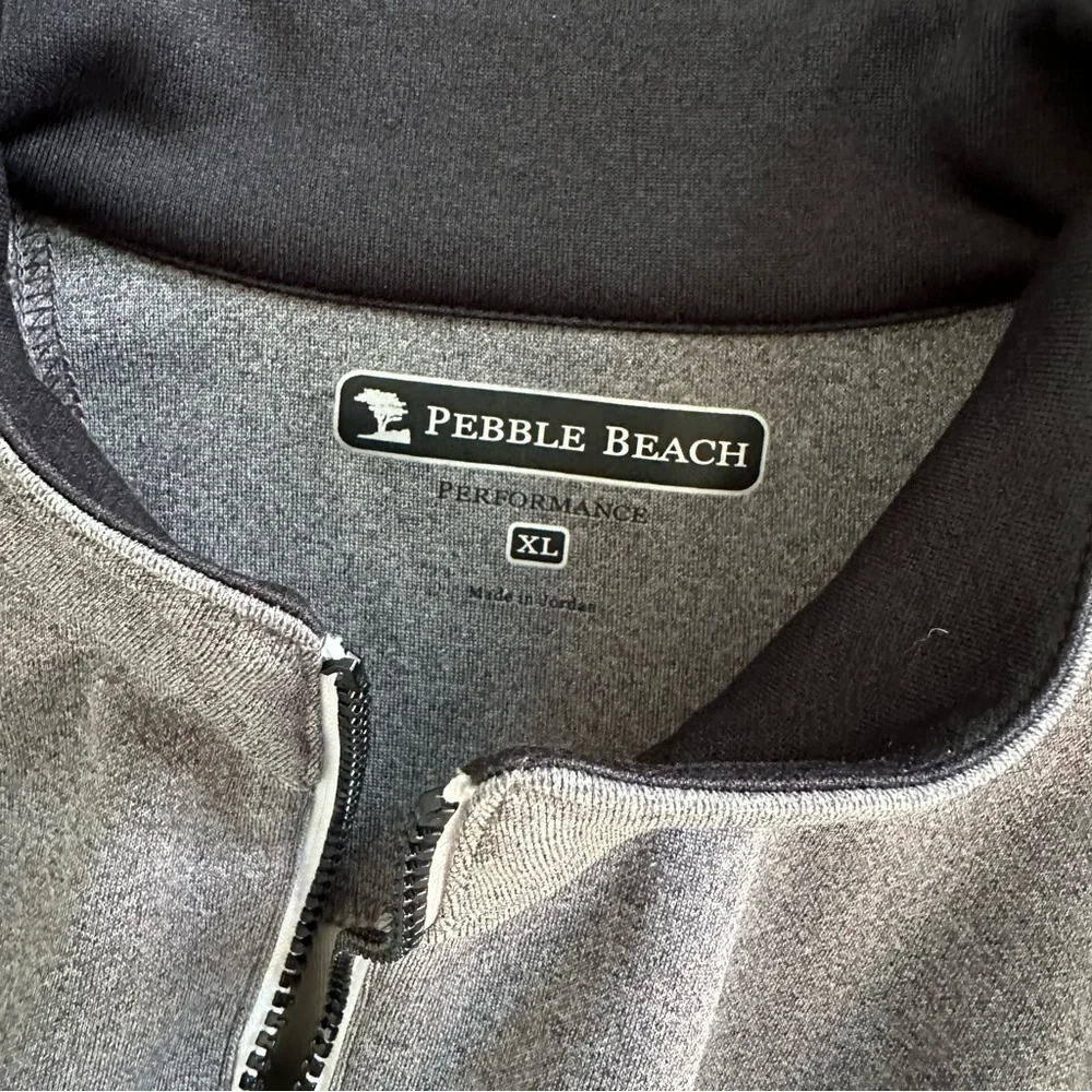Pebble Beach Men's Full Zip Gray Long Sleeve Golf Performance Jacket, XL